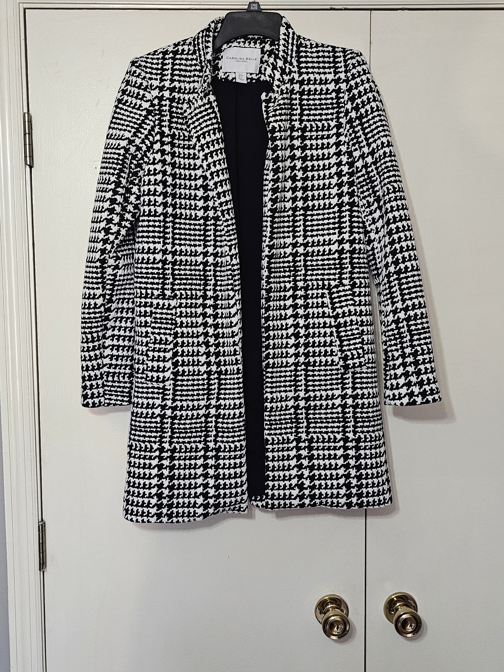 Carolina Belle Black & White Houndstooth Coat Sz Sm